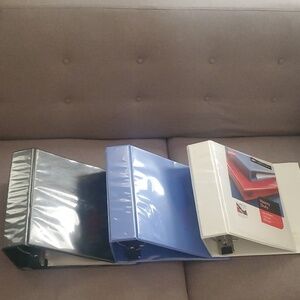 3 Heavy Duty 5 Inch Set of Three Binders in Black, Blue, and White
